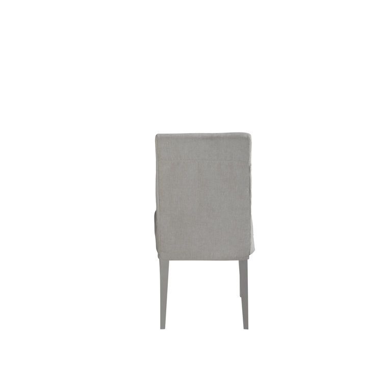 Beige Upholstered Parsons Side Chair with Wood Frame
