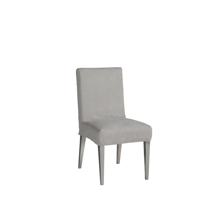 Beige Upholstered Parsons Side Chair with Wood Frame