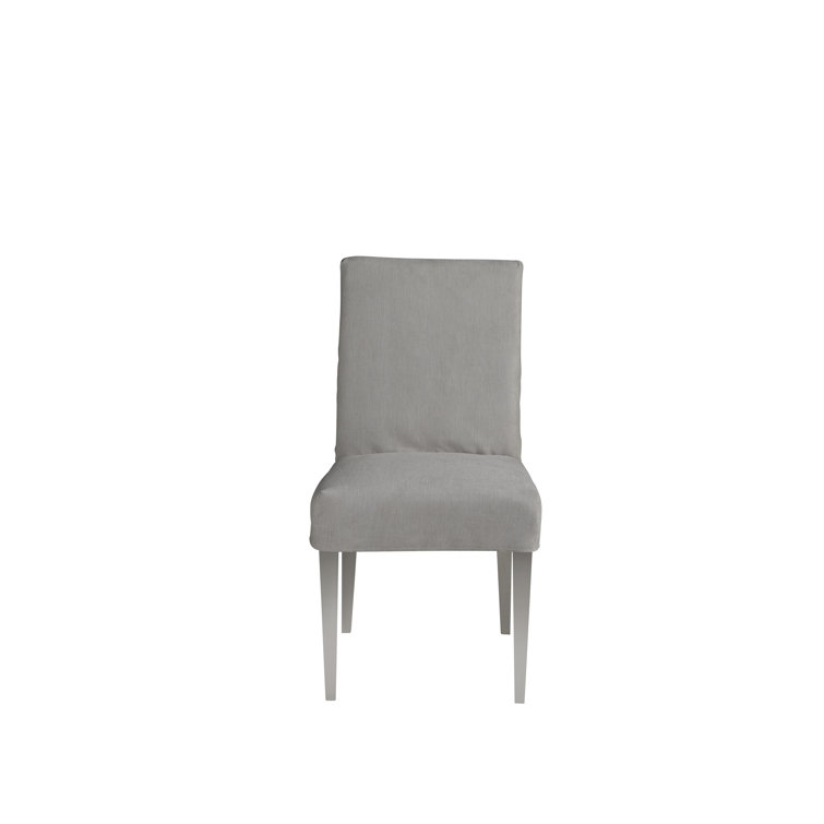 Beige Upholstered Parsons Side Chair with Wood Frame