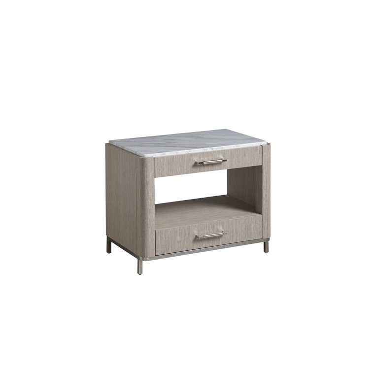 Modern Soren 2-Drawer Bedside Table with Stone Top