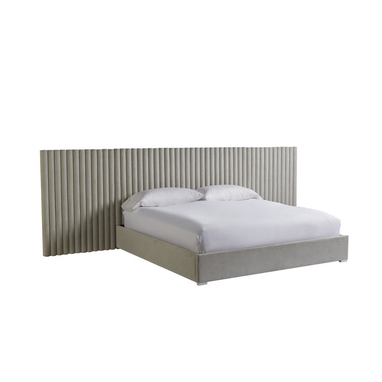 Gray King Upholstered Bed with Oversized Headboard
