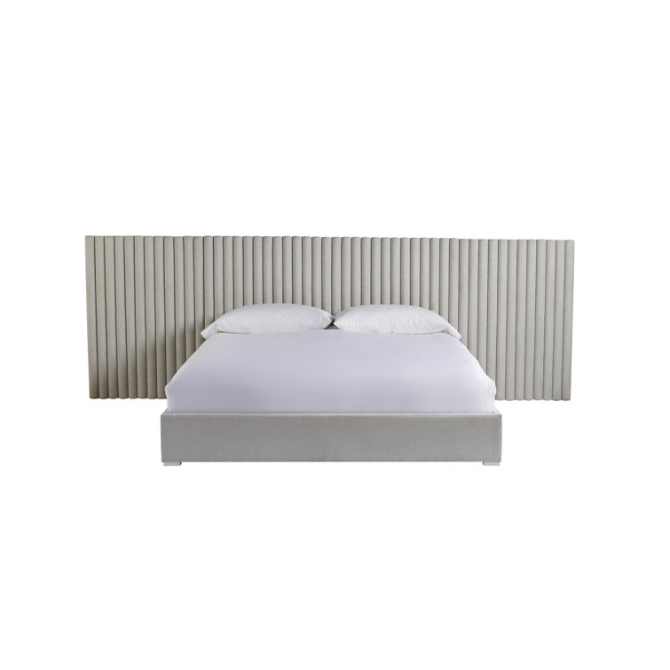 Gray King Upholstered Bed with Oversized Headboard