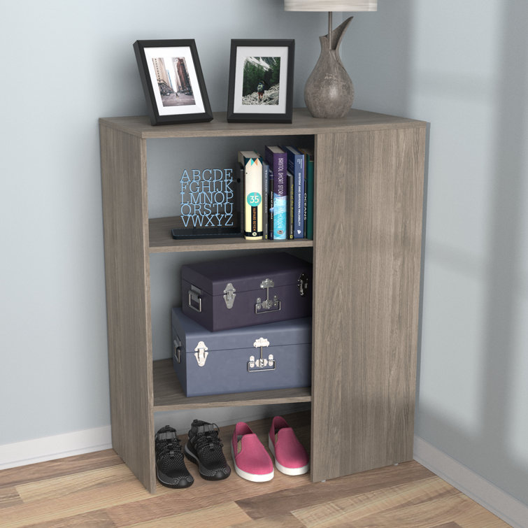 Graphite Gray 31.75" Corner Shelf Unit with Adjustable Shelves