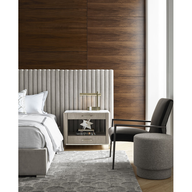 Modern Soren 2-Drawer Bedside Table with Stone Top