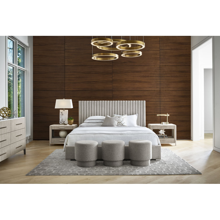 Transitional Gray Queen Upholstered Bed with Tufted Headboard