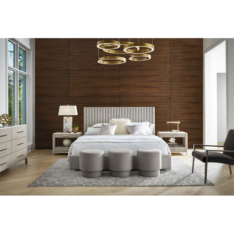 Transitional Gray Queen Upholstered Bed with Tufted Headboard