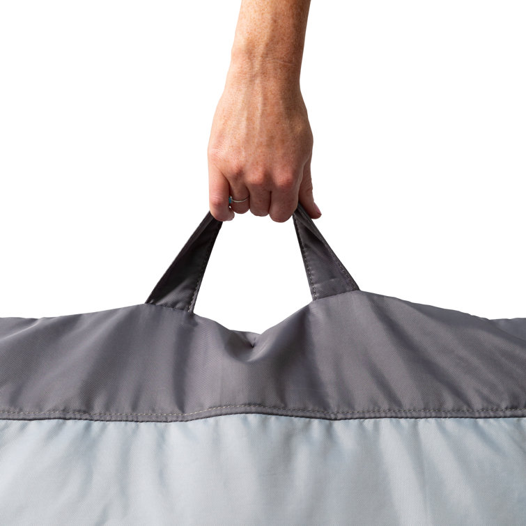 Two Tone Gray Polyester Bean Bag Chair with Drink Holder and Pocket