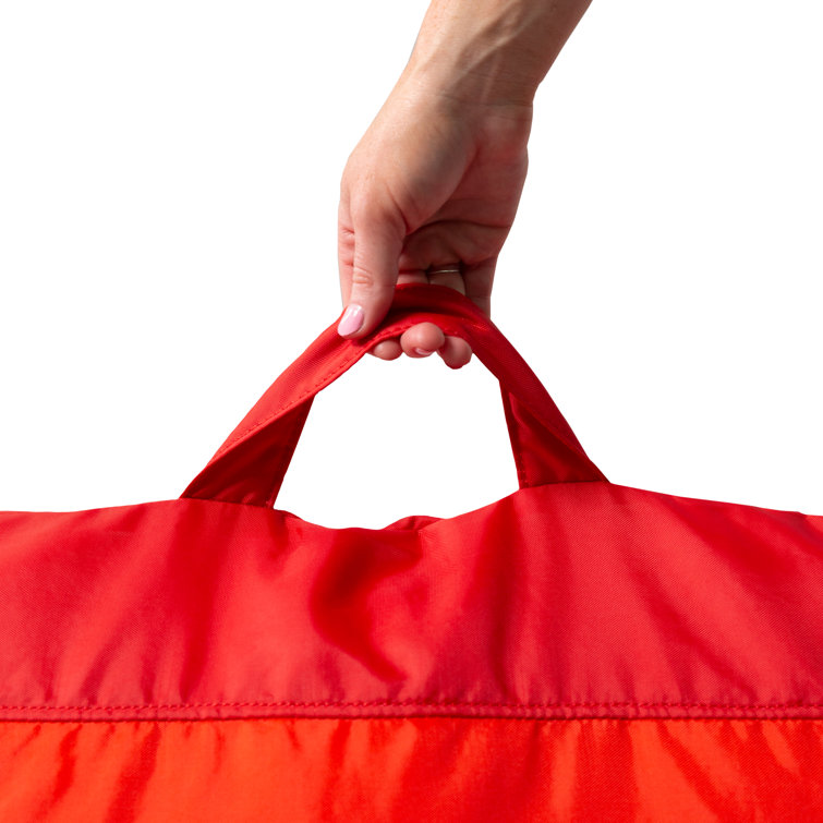 Two Tone Red Polyester Bean Bag Chair with Drink Holder
