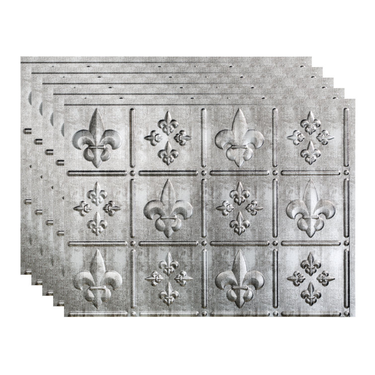 Fasade Fleur de Lis Silver Vinyl Backsplash Kit