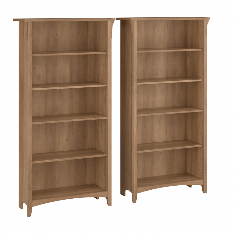 Adjustable Reclaimed Pine Wood 5-Shelf Bookcase with Tapered Legs