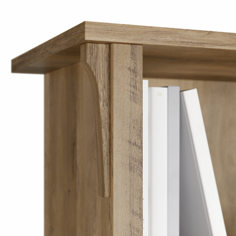 Adjustable Reclaimed Pine Wood 5-Shelf Bookcase with Tapered Legs