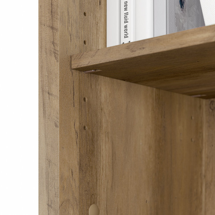 Adjustable Reclaimed Pine Wood 5-Shelf Bookcase with Tapered Legs