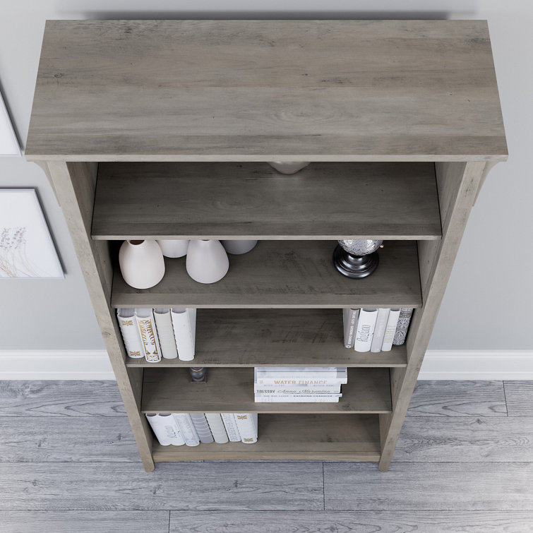 Driftwood Gray Adjustable 5-Shelf Floor-Standing Bookcase Pair