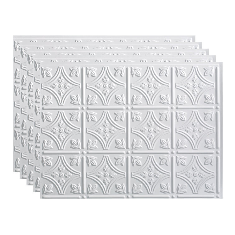 Gloss White Vinyl Traditional Decorative Backsplash Panels, 18in x 24in