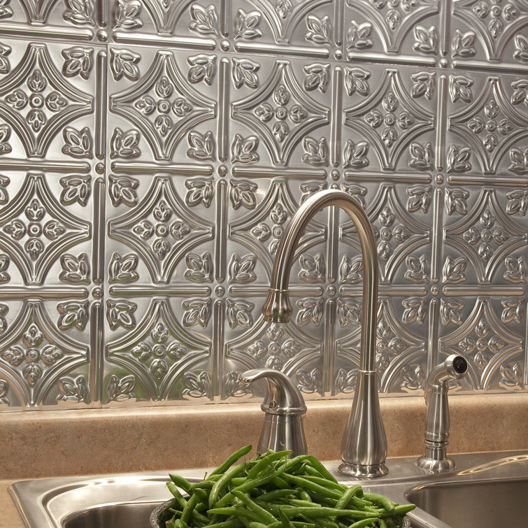 Traditional Brushed Aluminum Decorative Vinyl Backsplash Kit