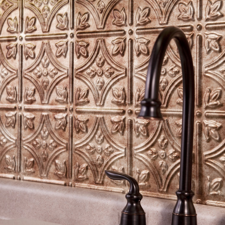 Bermuda Bronze Traditional Decorative Vinyl Backsplash Panel 18in x 24in