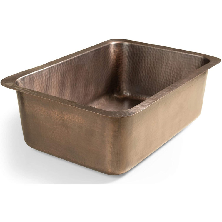 21" Hammered Copper Rectangular Drop-In Single Bowl Kitchen Sink