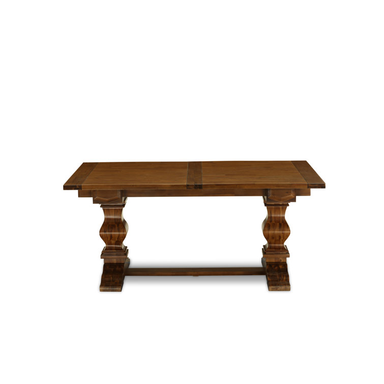 Antique Walnut 9-Piece Dining Set with Dahlia Linen Chairs