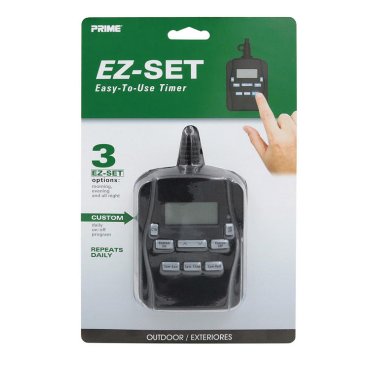Black Outdoor Digital Timer with Grounded Outlets