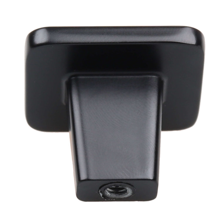 1-1/4" Matte Black Square Leather Cabinet Knob with Mounting Hardware