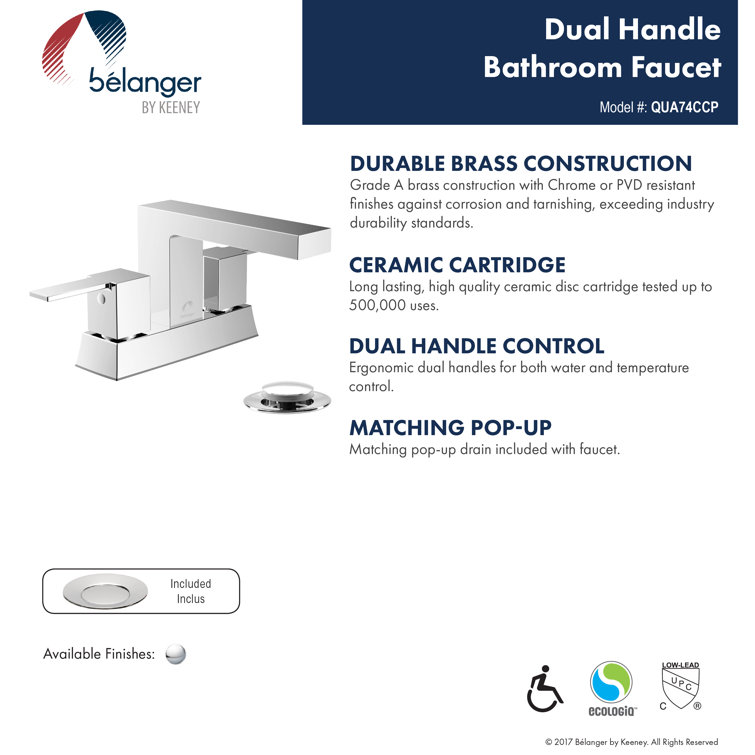 Quadrato Matte Black 2-Handle Bathroom Faucet with Drain Assembly