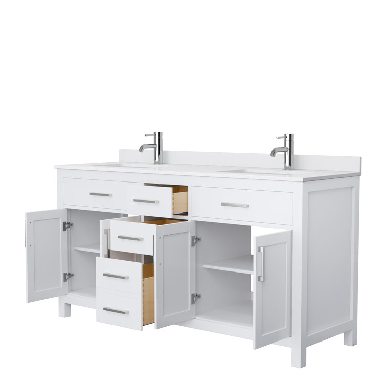 Beckett Freestanding 66'' White Double Vanity with Cultured Marble Top
