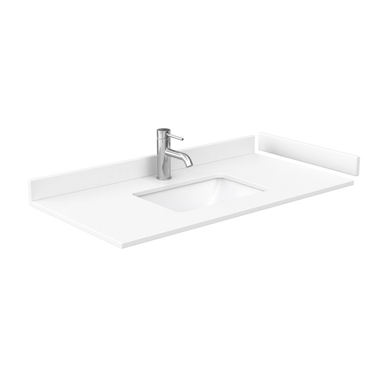 Beckett 42'' Dark Blue Freestanding Bathroom Vanity with White Marble Top