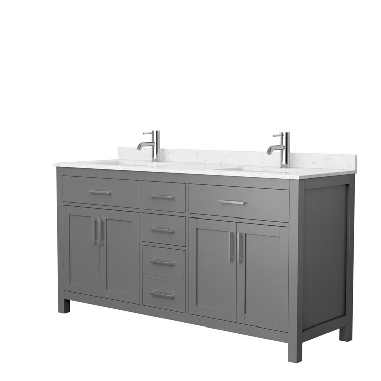 Beckett 66" Dark Gray Double Bathroom Vanity with Carrara Marble Top