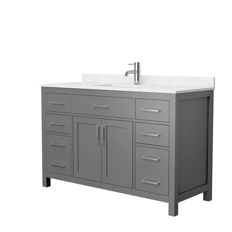 Beckett 54" Dark Gray Freestanding Single Bathroom Vanity with Carrara Marble Top