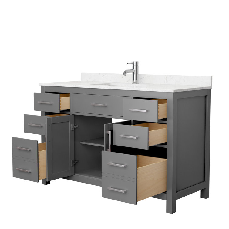 Beckett 54" Dark Gray Freestanding Single Bathroom Vanity with Carrara Marble Top