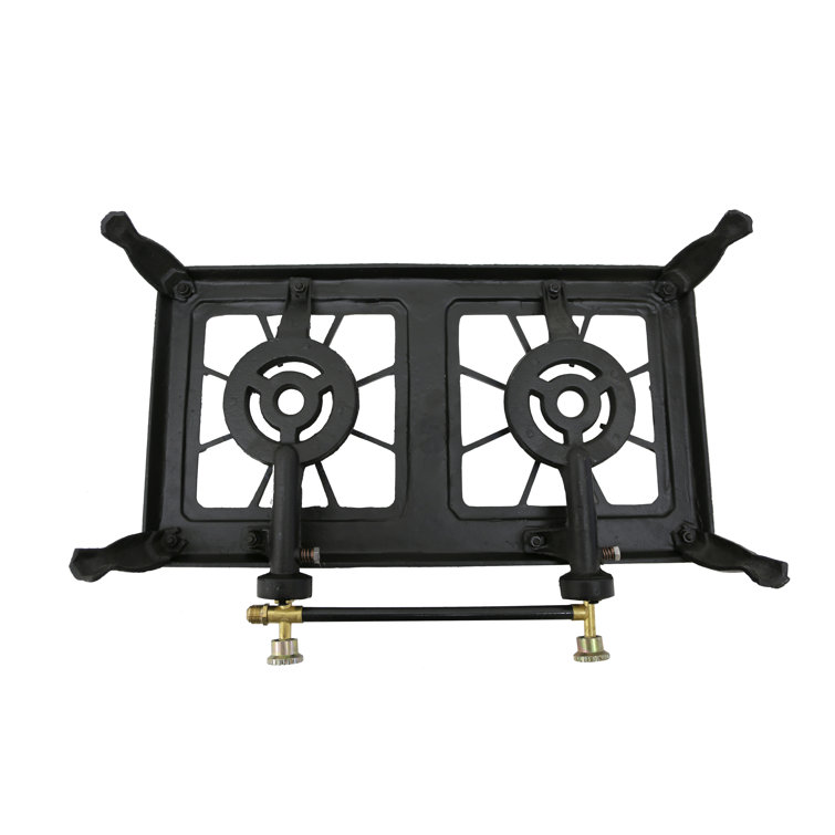 Double Burner Black Cast Iron Propane Camping Stove
