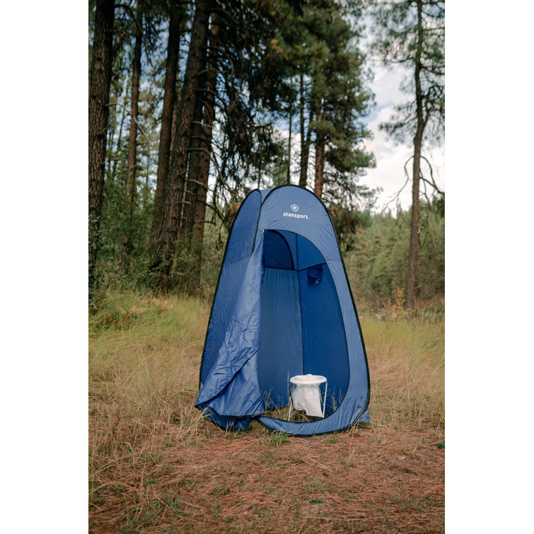 White Portable Toilet with Heavy Duty Tubular Steel Legs