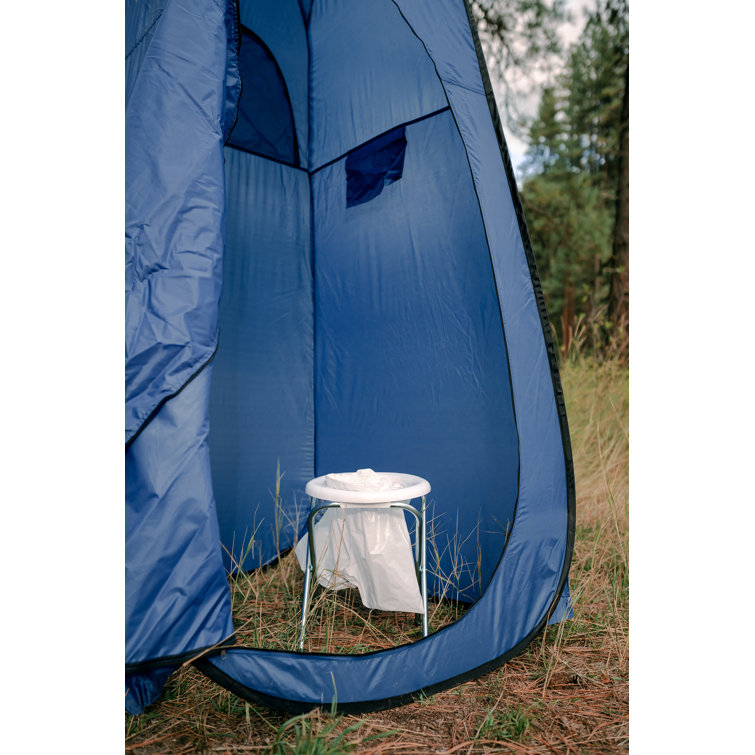 White Portable Toilet with Heavy Duty Tubular Steel Legs