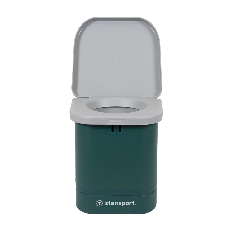 Compact Green and Gray Plastic Portable Camp Toilet