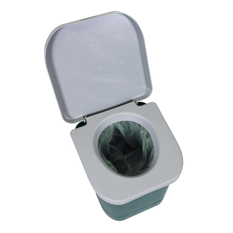 Compact Green and Gray Plastic Portable Camp Toilet