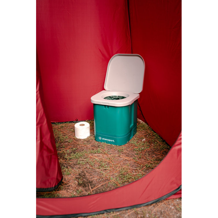 Compact Green and Gray Plastic Portable Camp Toilet