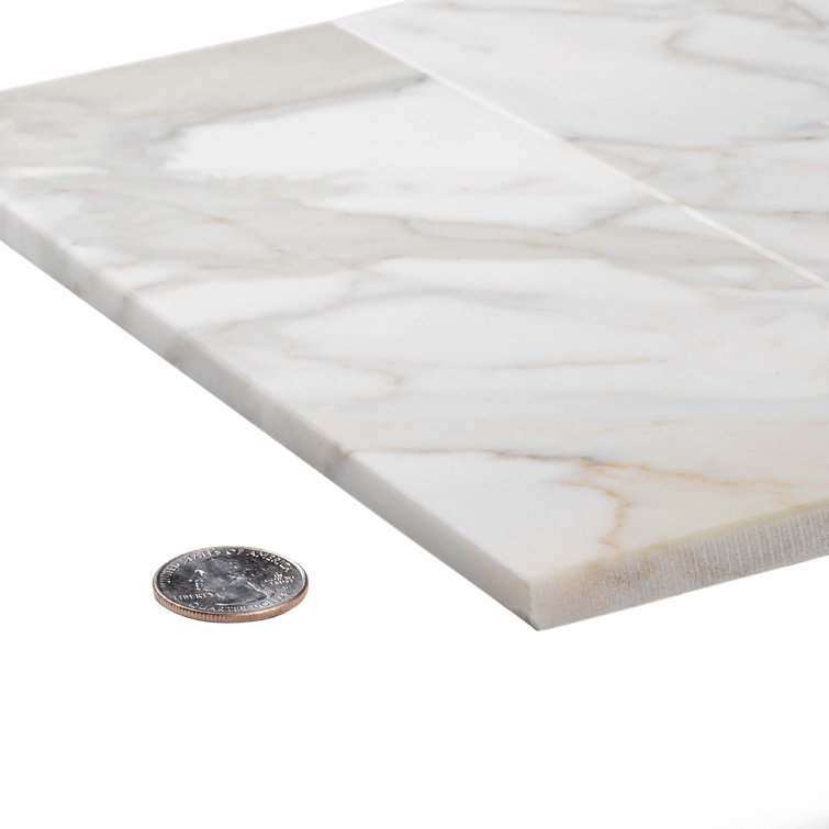 4" x 12" Gray and White Marble Look Subway Tile