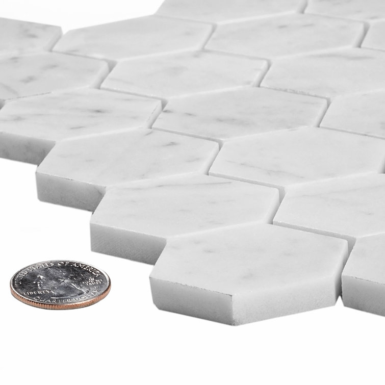 11.8" x 11.8" White Carrara Marble Hexagon Mosaic Tile