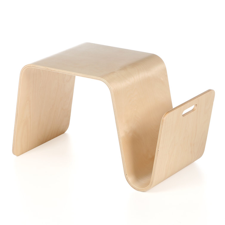 Birch Wood Modern Rectangular Side Table with Storage