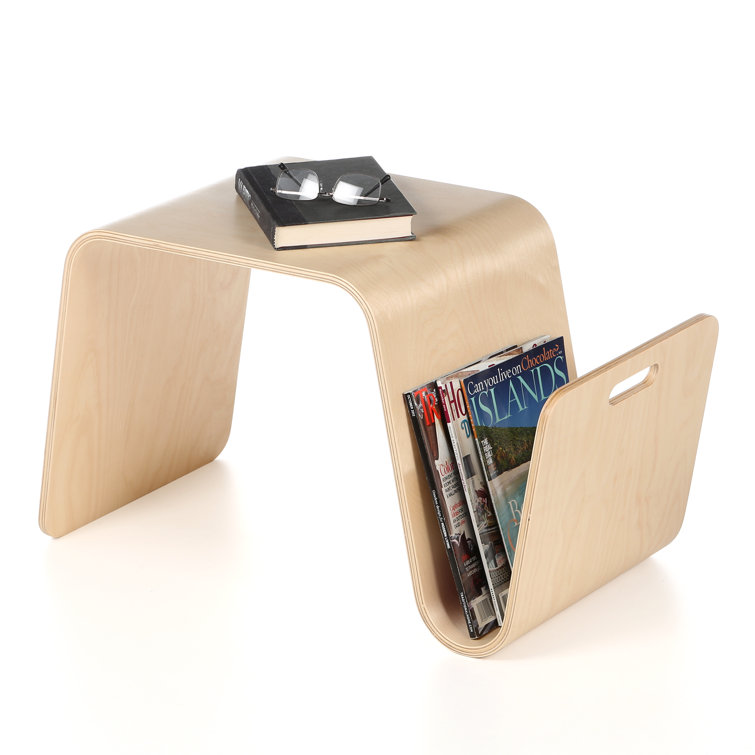 Birch Wood Modern Rectangular Side Table with Storage