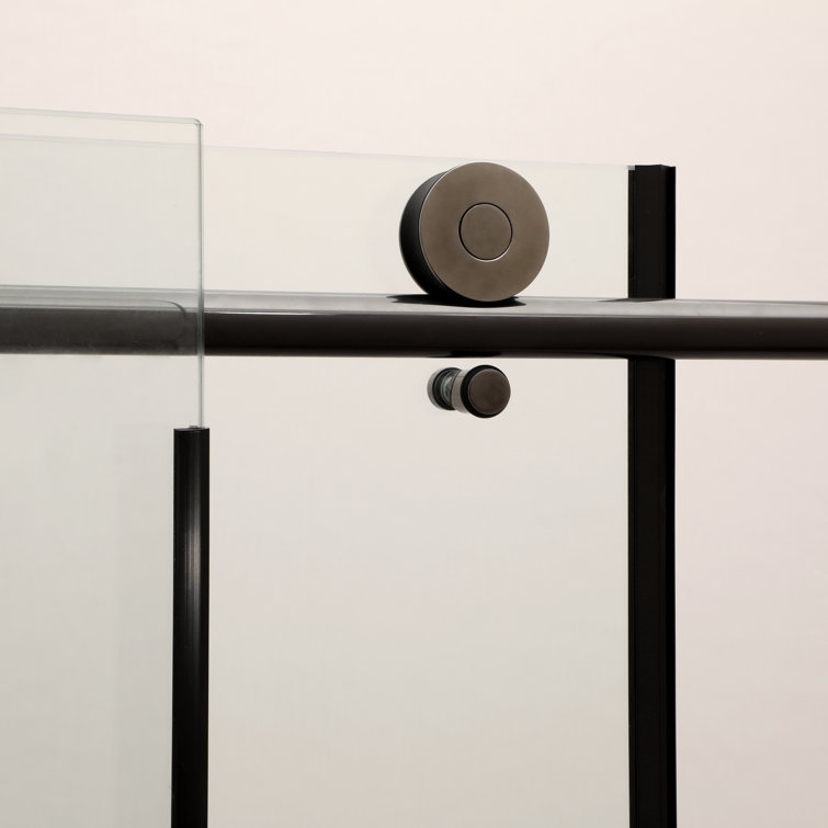 48" Matte Black Semi Frameless Sliding Shower Door