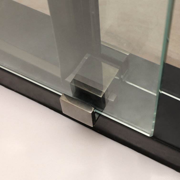 48" Matte Black Semi Frameless Sliding Shower Door