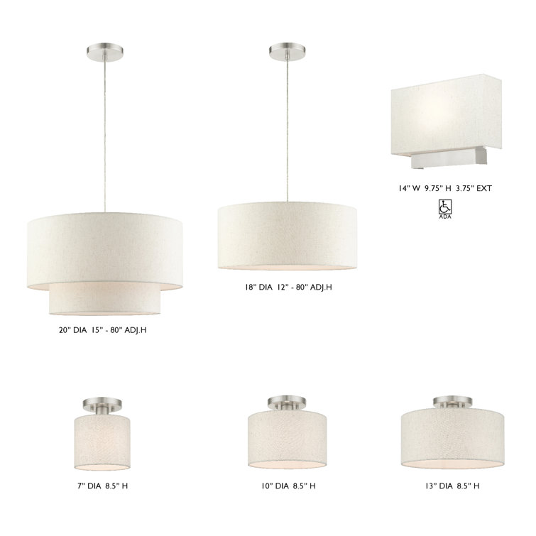 Contemporary Brushed Nickel 3-Light Indoor Drum Pendant