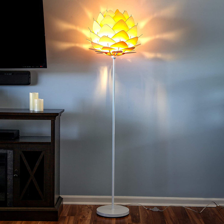 White 66" Torchiere Floor Lamp with Google Assistant for Kids