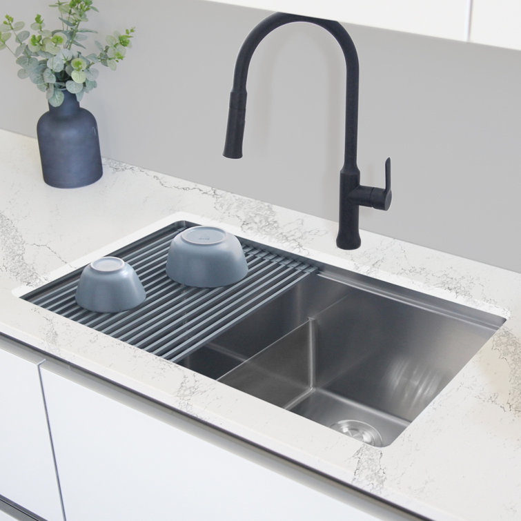 AZUNI 28 inch Stainless Steel Double Bowl Undermount Workstation Sink