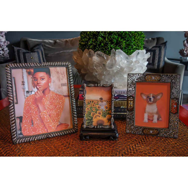 Silver Crystal Embellished 4" x 6" Tabletop Picture Frame