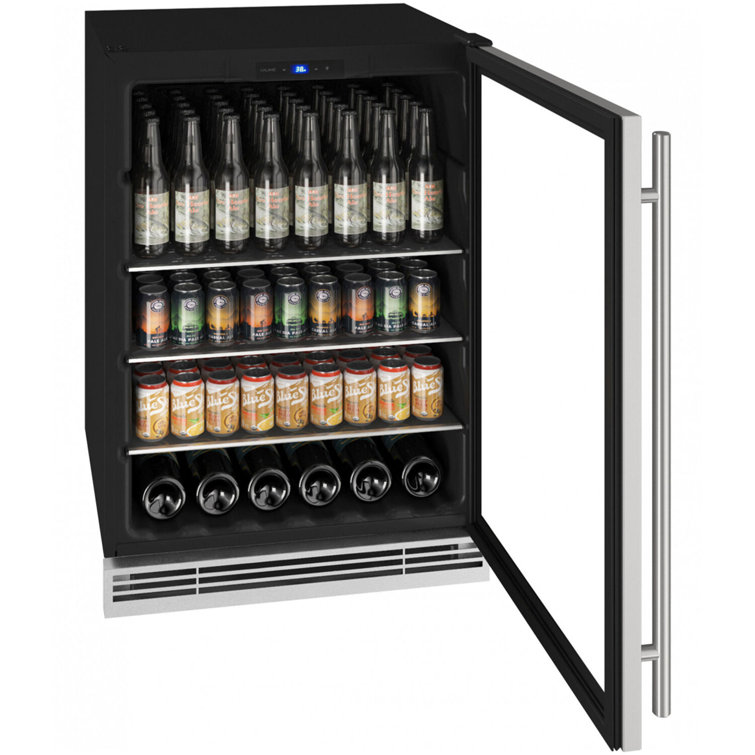 Stainless Steel Freestanding Beverage Cooler with Interior Lighting