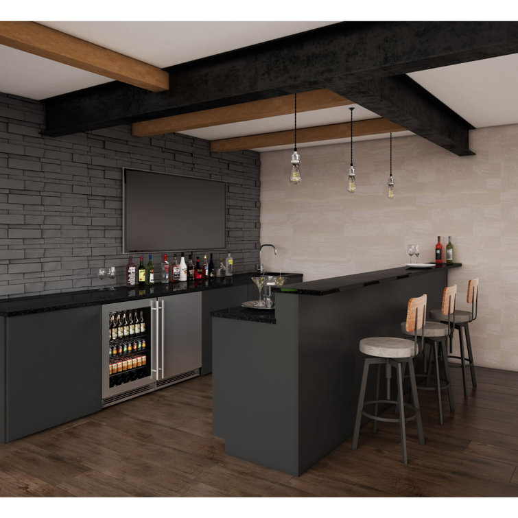 Stainless Steel Freestanding Beverage Cooler with Interior Lighting