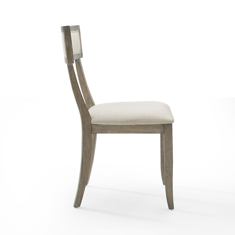 Alessia Rustic Graywash Upholstered Linen Arm Chair