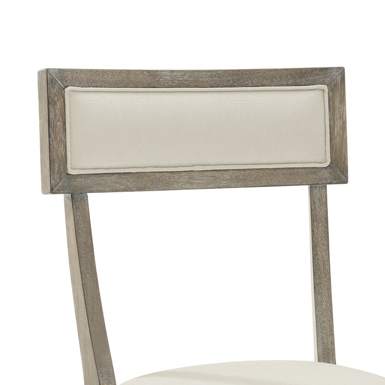 Alessia Rustic Graywash Upholstered Linen Arm Chair